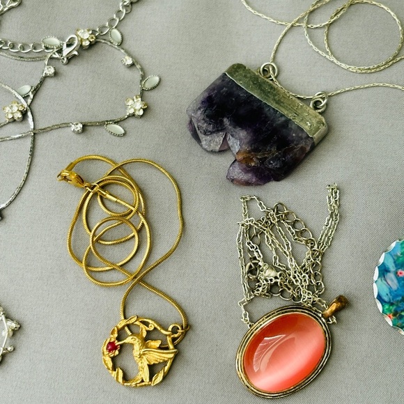 Lot of 10 Necklaces Gold Silver Madewell Pendant Crystal - Picture 6 of 10